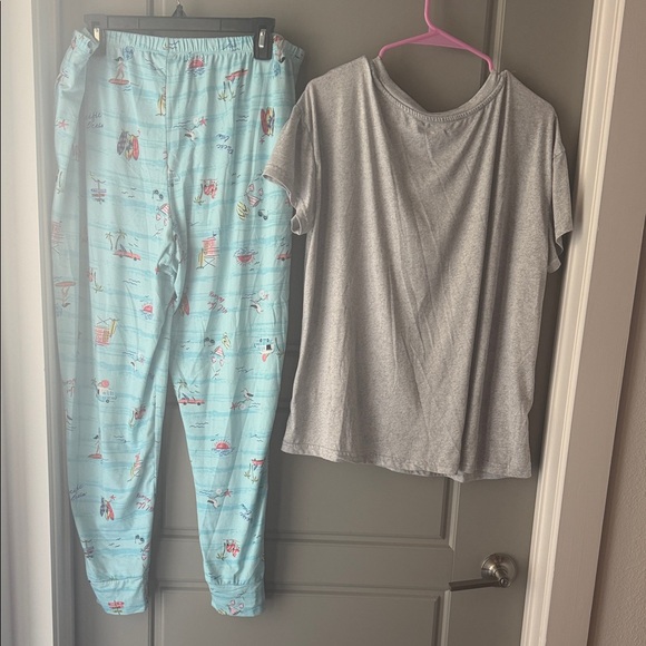 Coastal Dream Women's Pajama Set - Gray and Light Blue - Picture 2 of 3